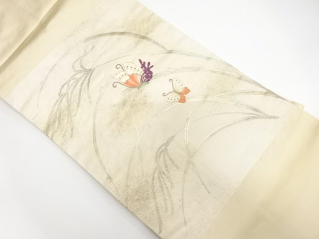 JAPANESE KIMONO / BUTTERFLY PATTERN GLAUZE EMBROIDERY NAGOYA OBI